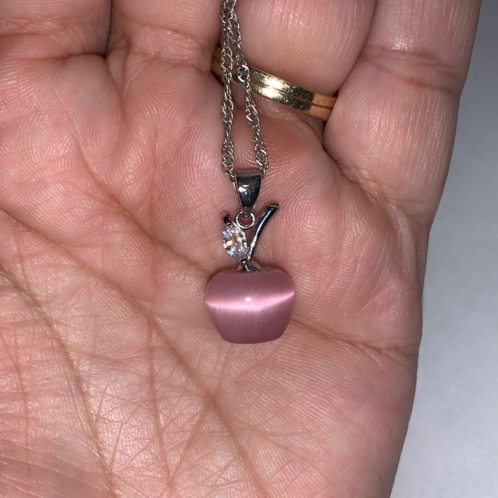 Pink apple necklace